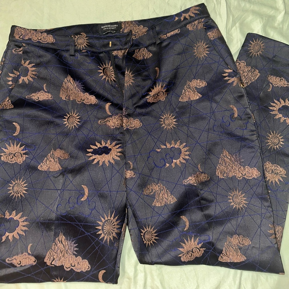Never Worn Scotch & Soda Moon Star Jacquard Straight Leg Pants